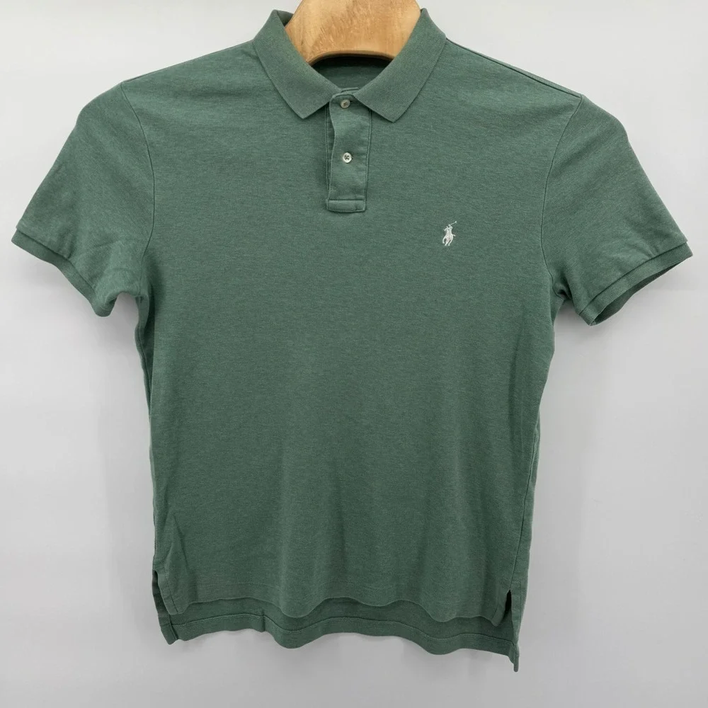 Polo Ralph Lauren Polo Shirt Mens Large Green Short Sleeve Heathered Pony Logo